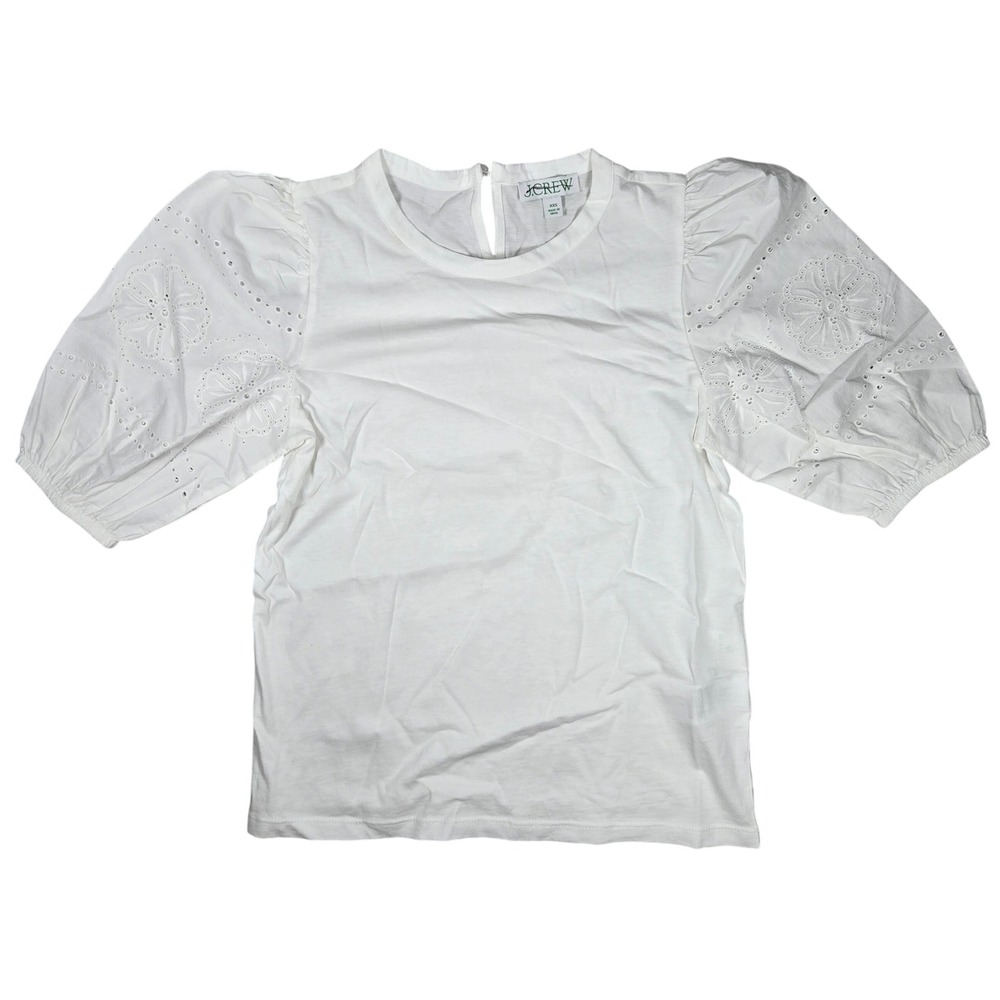 J. Crew Broken-in jersey puff-sleeve eyelet‎ top XXS